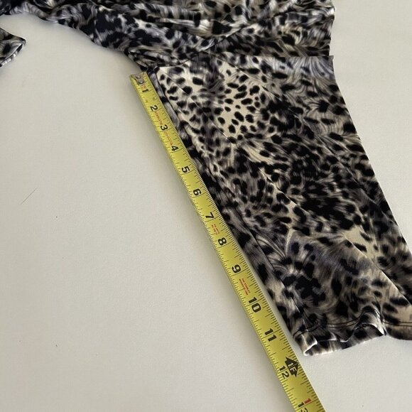 Lane Bryant V Neck Faux Wrap Leopard Midi Dress Stretch Ruffles Cinched Sz 14 16 - Picture 6 of 8